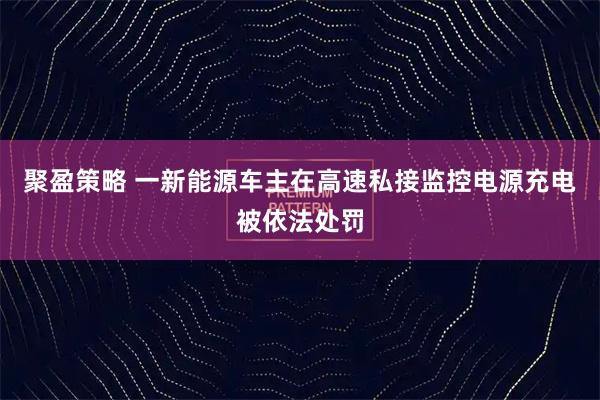 聚盈策略 一新能源车主在高速私接监控电源充电被依法处罚